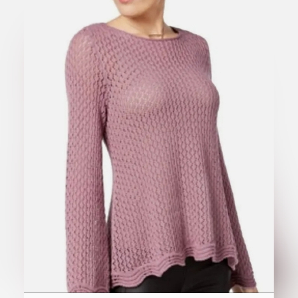Style &Co Crocheted Sweater Antique Mauve Women Sz  M- NWOT